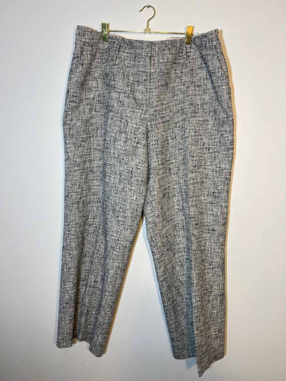 Lafayette 148 New York Black White Textured Woven Linen Gates Dress Pants Sz 16
